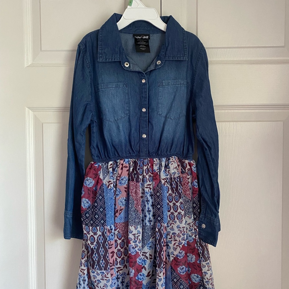 Paper Doll Blue and Pink Casual A-Line Dress